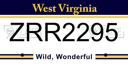ZRR2295 West Virginia License Plate
