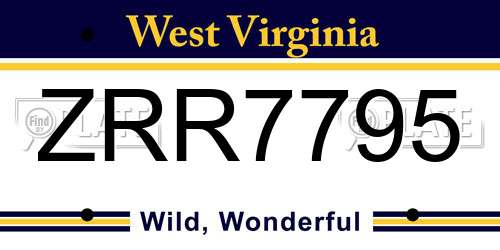 ZRR7795 West Virginia License Plate