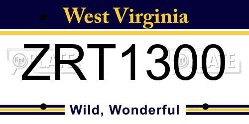 ZRT1300 West Virginia License Plate