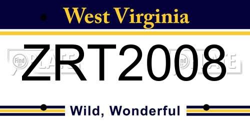 ZRT2008 West Virginia License Plate