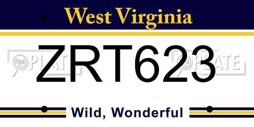 ZRT623 West Virginia License Plate
