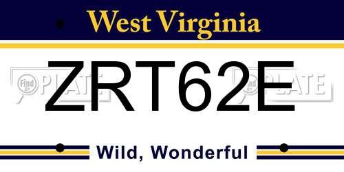 ZRT62E West Virginia License Plate