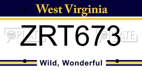 ZRT673 West Virginia License Plate