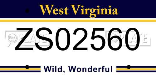 ZS02560 West Virginia License Plate