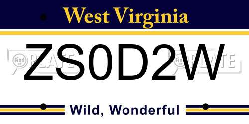 ZS0D2W West Virginia License Plate