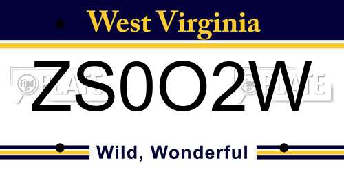 ZS0O2W West Virginia License Plate