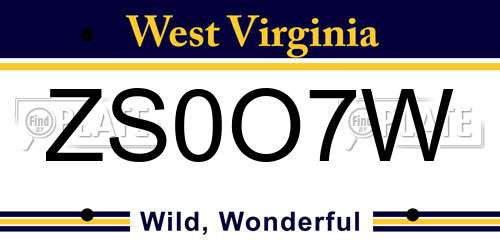 ZS0O7W West Virginia License Plate
