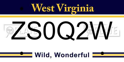 ZS0Q2W West Virginia License Plate