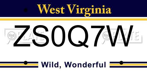 ZS0Q7W West Virginia License Plate