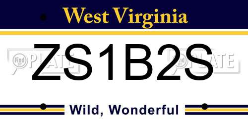 ZS1B2S West Virginia License Plate