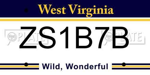 ZS1B7B West Virginia License Plate