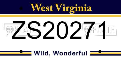 ZS20271 West Virginia License Plate
