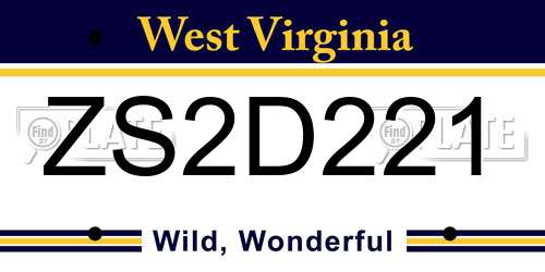 ZS2D221 West Virginia License Plate