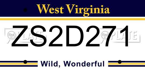 ZS2D271 West Virginia License Plate