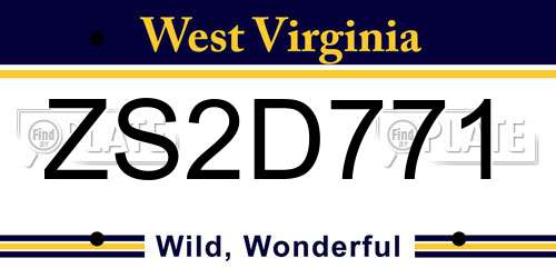 ZS2D771 West Virginia License Plate