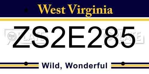ZS2E285 West Virginia License Plate