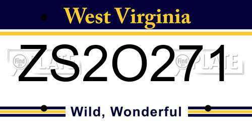 ZS2O271 West Virginia License Plate