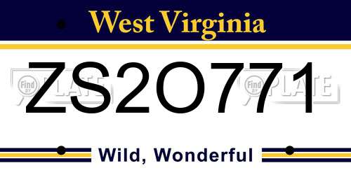 ZS2O771 West Virginia License Plate