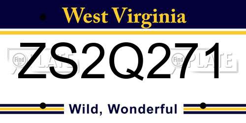 ZS2Q271 West Virginia License Plate