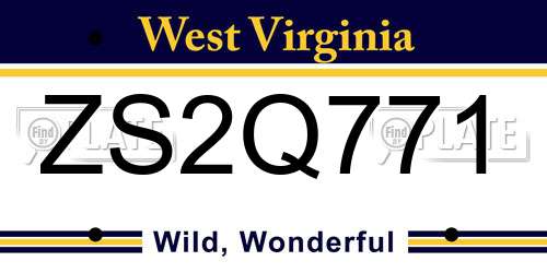 ZS2Q771 West Virginia License Plate