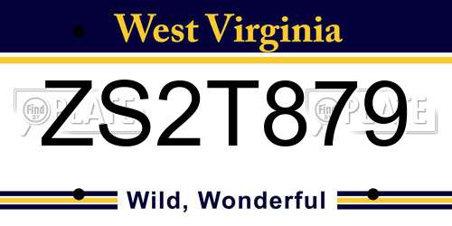 ZS2T879 West Virginia License Plate