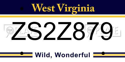 ZS2Z879 West Virginia License Plate