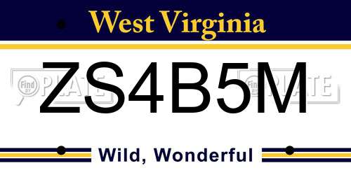 ZS4B5M West Virginia License Plate