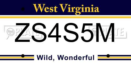ZS4S5M West Virginia License Plate