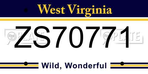 ZS70771 West Virginia License Plate