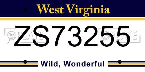 ZS73255 West Virginia License Plate