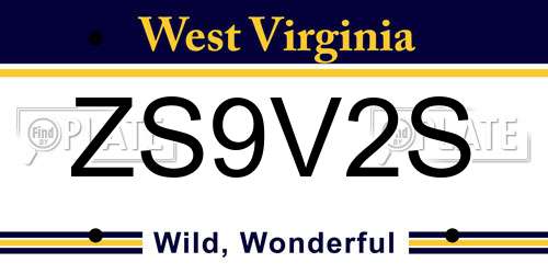 ZS9V2S West Virginia License Plate