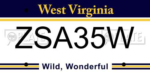 ZSA35W West Virginia License Plate