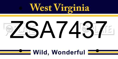 ZSA7437 West Virginia License Plate