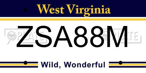ZSA88M West Virginia License Plate