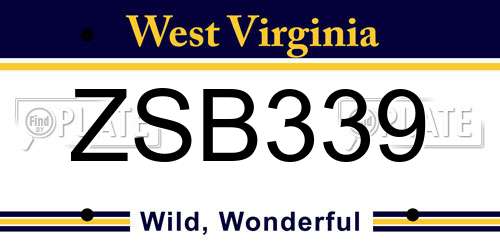 ZSB339 West Virginia License Plate