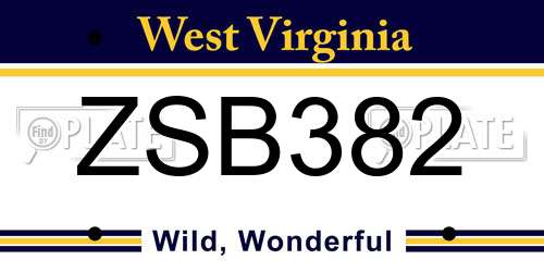 ZSB382 West Virginia License Plate