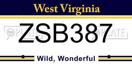 ZSB387 West Virginia License Plate