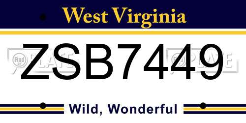 ZSB7449 West Virginia License Plate