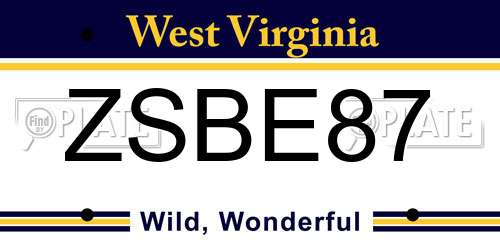 ZSBE87 West Virginia License Plate
