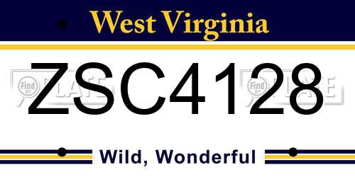 ZSC4128 West Virginia License Plate