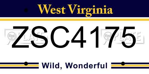 ZSC4175 West Virginia License Plate