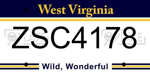 ZSC4178 West Virginia License Plate