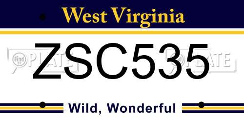 ZSC535 West Virginia License Plate