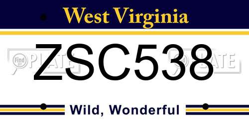 ZSC538 West Virginia License Plate