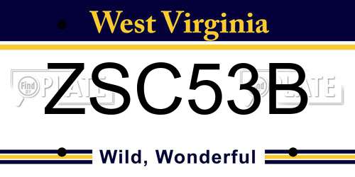 ZSC53B West Virginia License Plate