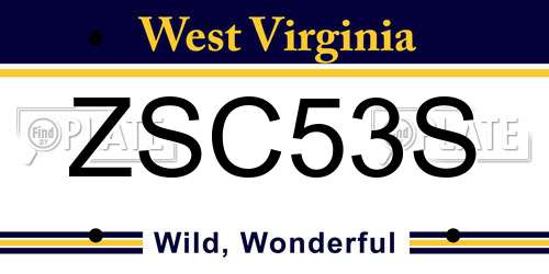 ZSC53S West Virginia License Plate
