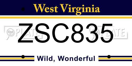 ZSC835 West Virginia License Plate