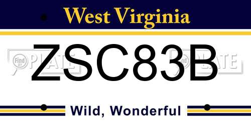 ZSC83B West Virginia License Plate