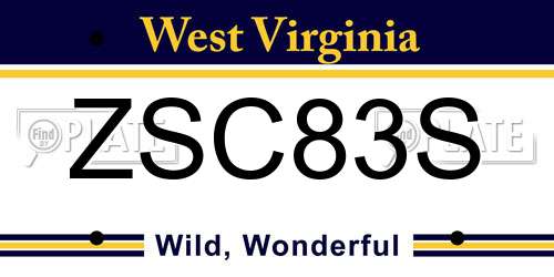 ZSC83S West Virginia License Plate