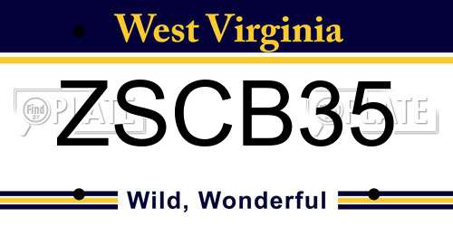 ZSCB35 West Virginia License Plate